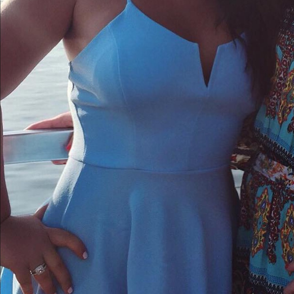 Light blue stretch fit and flare dress